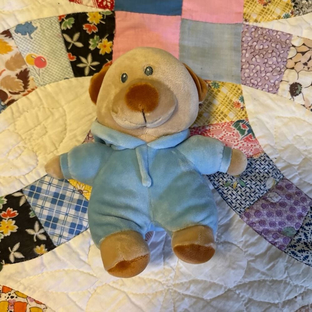 2021 Ty PJ Bear Blue Plush With Hood Stuffed Animal Toy 7" - Picture 4 of 9